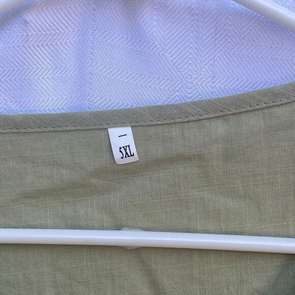 Boho Green Crochet Lace Tunic Top 5XL Floral Embroidered Peasant Blouse Dress - Picture 6 of 7